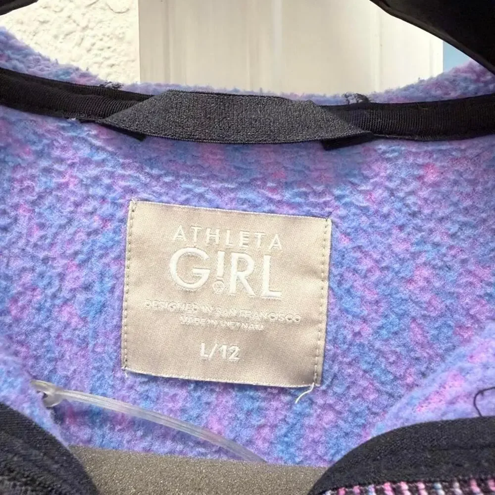 Athleta girl purple striped zip - L